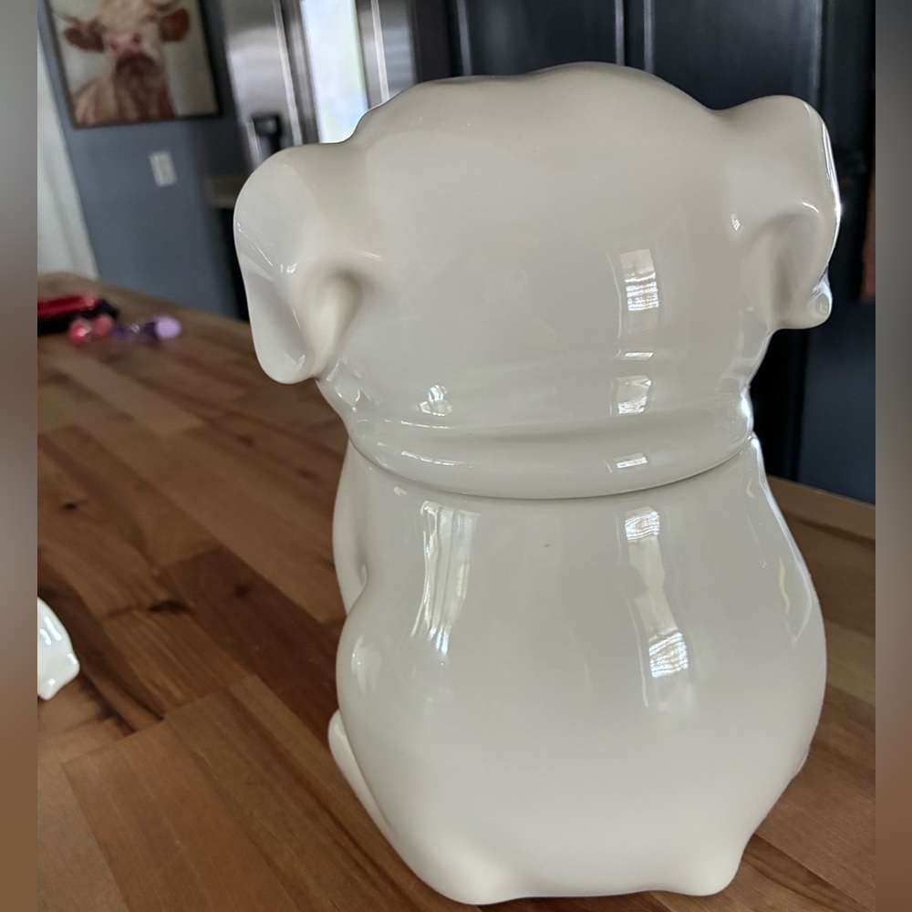 Threshold Stoneware White English Bulldog Cookie Jar Treat Jar with S&P Kitchen - Picture 3 of 8